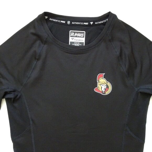 NHL Fanatics OTTAWA SENATORS Hockey T-Shirt Size M Black Authentic Pro Short Slv - Picture 2 of 5